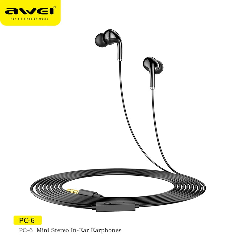 Awei PC-6/PC-6T Wired Earphones 3.5mm Awei PC-6/PC-6T Wired Earphones 3.5mm